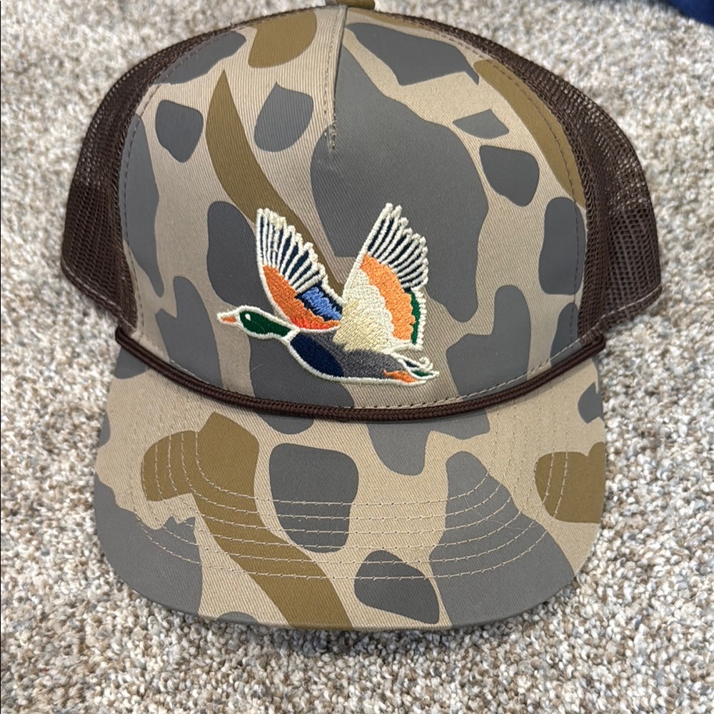 Burlebo Camo Trucker Hat with Embroidered Duck